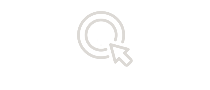 A grey circular target icon with a mouse cursor arrow pointing towards the centre, displayed on a plain light background.
